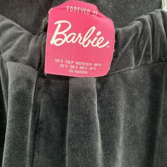 Women's Forever 21 x Barbie Velour Sweatpants Joggers Black White Small - Picture 3 of 8